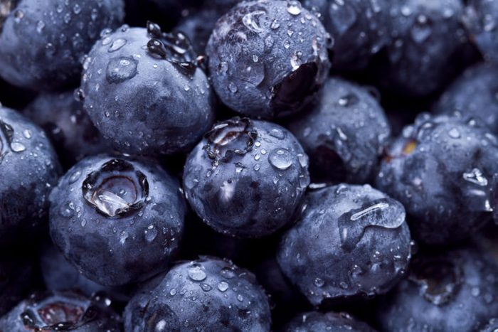fresh blueberries with water droplets